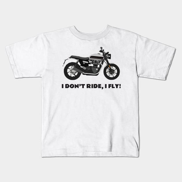 I don't ride, I fly! Triumph Bonneville Speed Twin Kids T-Shirt by WiredDesigns